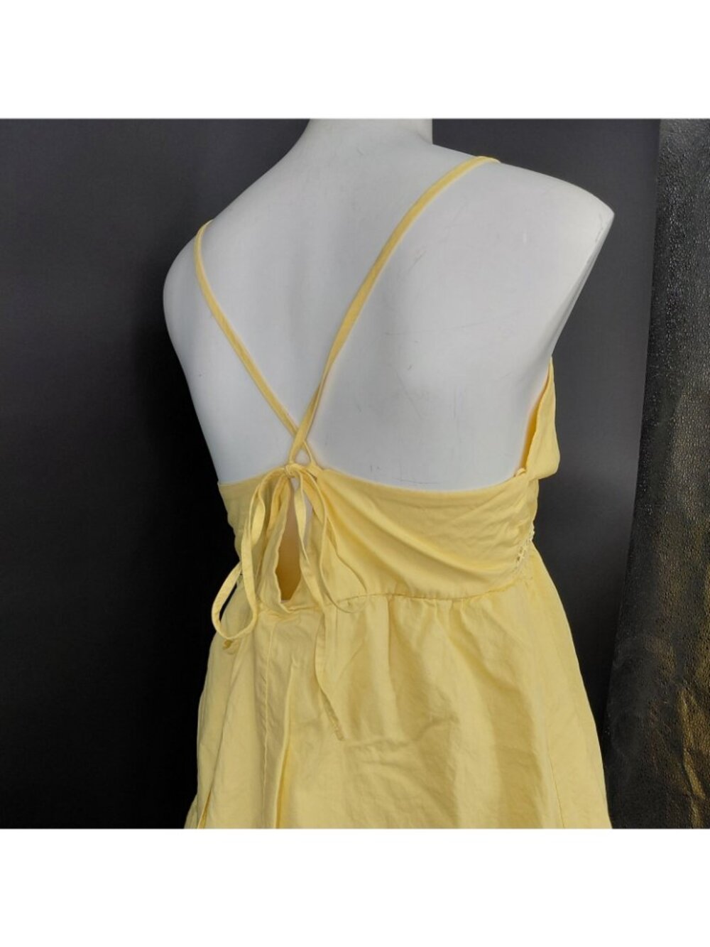Sundress Dress Womens Large Yellow Crochet Empire Waist Boho Summer Spring Beach - Picture 9 of 14